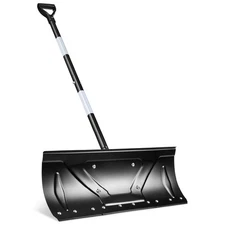 Best Choice Products 24" Snow Pusher, Heavy Duty Hand Plow - Black
