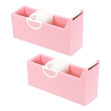 2 Pack Tape Dispenser Desk, Desktop Tape Dispenser Cutter Holder, Pink