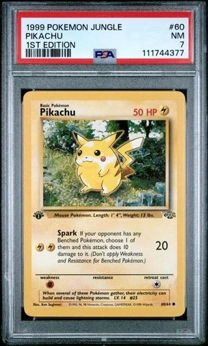-1999 Pokemon Jungle Pikachu Card 60/64 PSA 7 1st Edition U GET ONE CARD