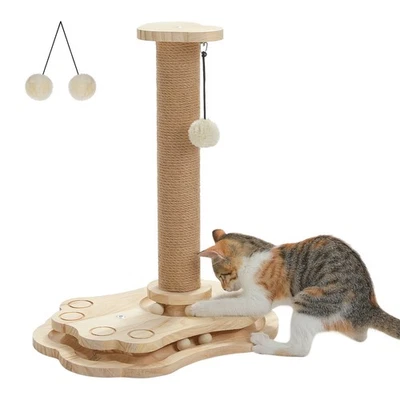 PAWZ Road Interaktives Katzenspielzeug Rakete aus Holz mit Sisal Kratzstamm