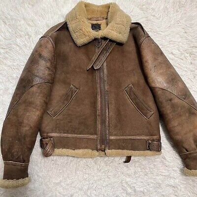 AVIREX B-3 Flight Jacket Sheepskin Men Size 36 Brown Made In AVIREX B-3 Flight Jacket Sheepskin Men Size 36 Brown Made In