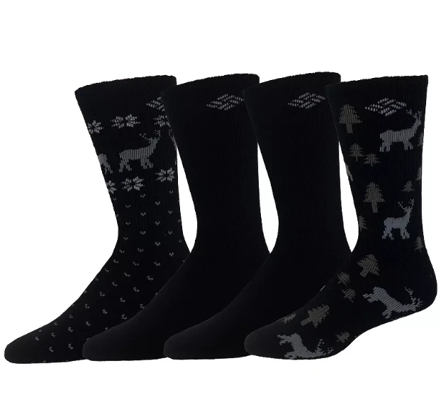 Men's Columbia 4-pack Wool-Blend Socks, Size: 10-13, Black
