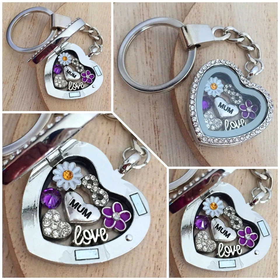 Birthday gifts heart locket keyring for mum friend daughter nan Mothers day Gift - Image 3 of 4