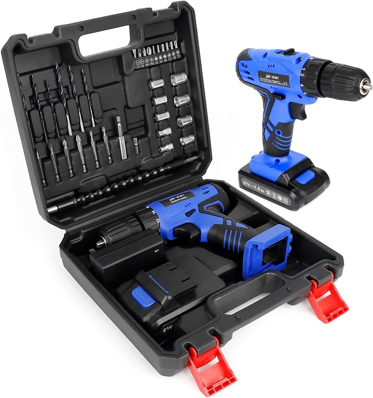 21V Cordless Drill, 350 in-lb Torque, 0-1350RMP Variable Speed, 10MM 3/8'' Chuck