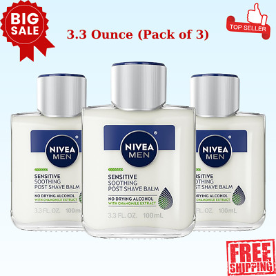 Nivea Men Sensitive Post Shave Balm with Vitamin E, Light Scent, 3 Pack, 3.3 Oz