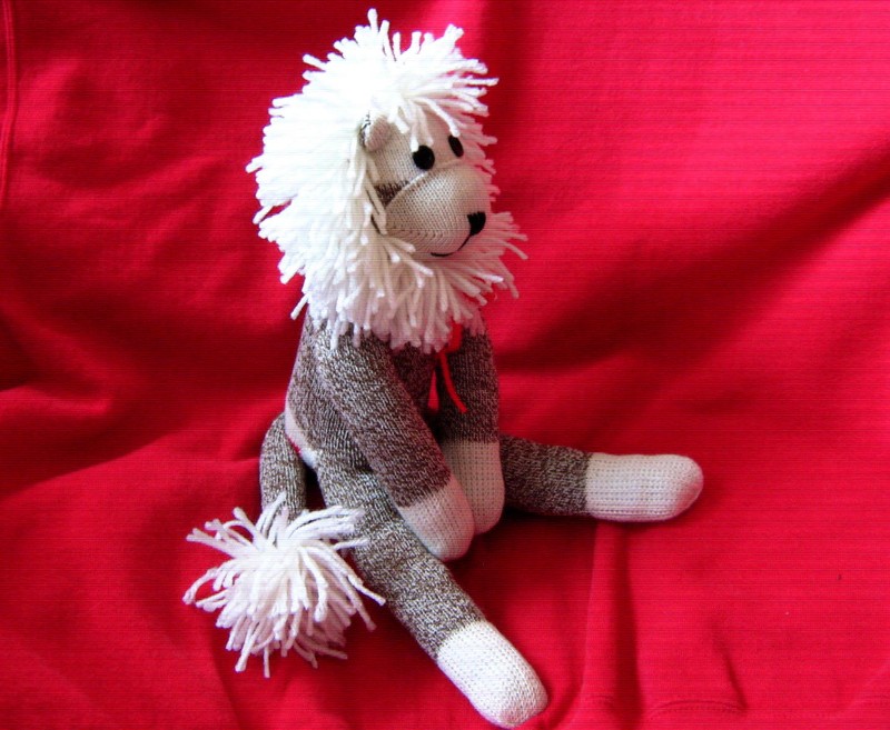 Sock Monkey Lion Stuffed Animal Toy Handmade