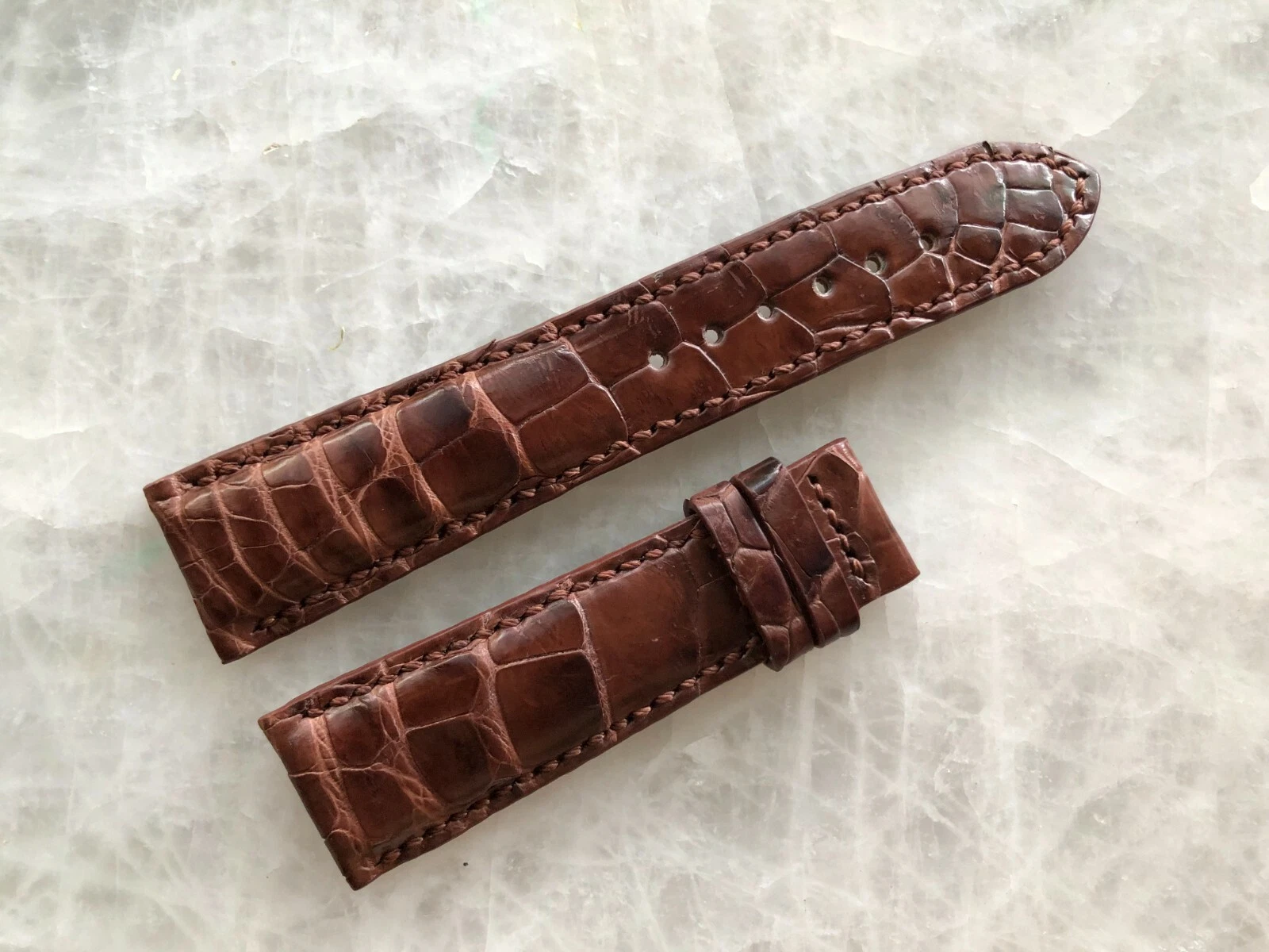 22mm/18mm Brown Alligator Crocodile Embossed Leather Watch Strap Band