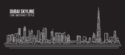 Wandbild: Cityscape Building Line art Vector Illustration design - Dubai [...]
