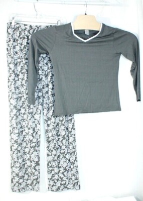 Mayfair Pajama Set Gray Floral CHOOSE SIZE Super Soft Comfy Piece - Main Image