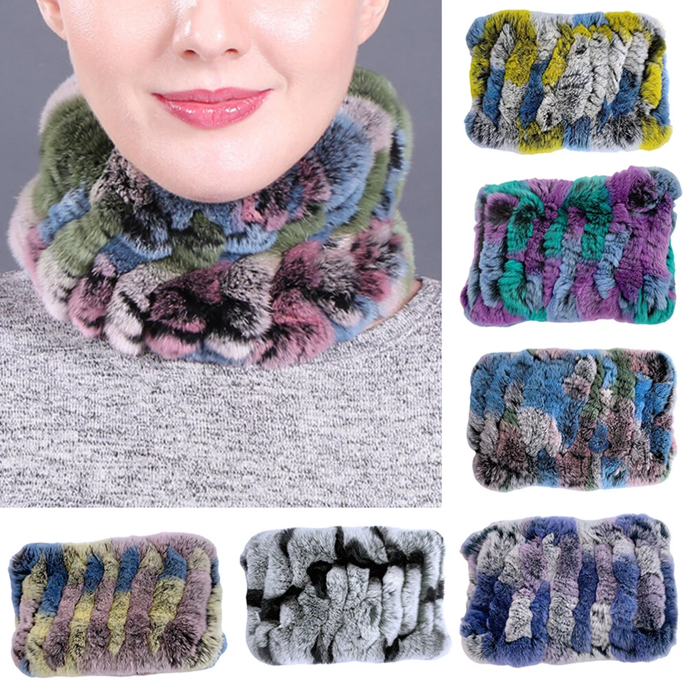 Mujeres Hombres Cálida Cubierta para la Cabeza Real Rex Piel de Conejo Suave Espesor A Prueba de Frío Envolturas para el Cuello Foto 3 de 4
