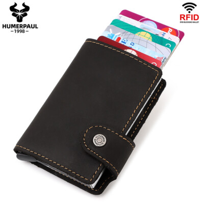 Portafoglio Uomo Porta Carte Di Credito Slim Pelle Verticale