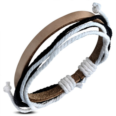unisex Lederarmband Multi Color Wrap Seil  verstellbar  e-FWB156