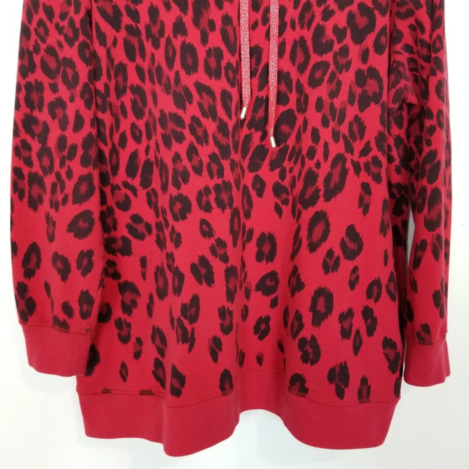 Chico's Zenergy Red Black Ombre Animal Print Hoodie Sz XL Pullover Cotton Blend - Image 3 of 4