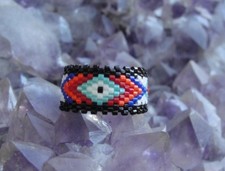 Beaded Peyote Stitch Ring, handcrafted size 8
