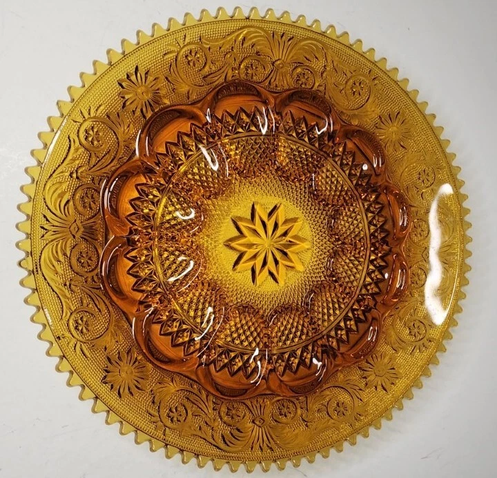 Vintage Indiana Tiara Glass Amber Egg Platter Tray small flea bite last 2 photo