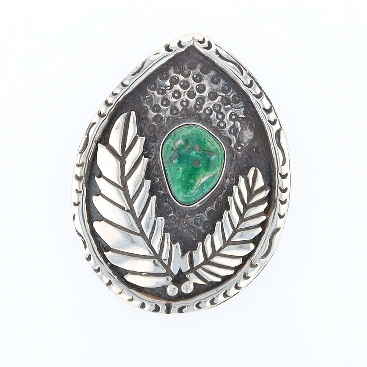 Native American Turquoise Double Leaf Silver Pend… - image 1