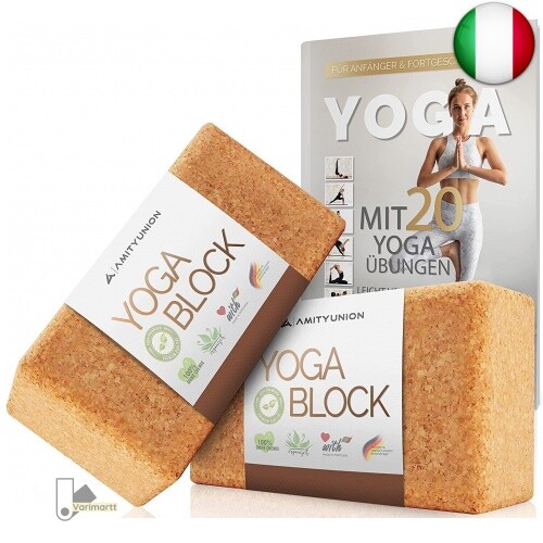 AMITYUNION yoga block premium set 2-100% nature - Hatha Klotz anche per