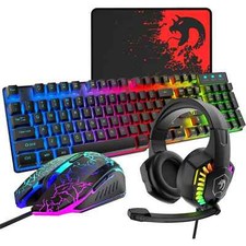 T11 Wired Gaming Keyboard and Mouse Headset Combo With Rainbow LED
