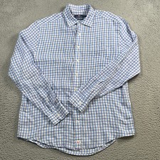 Vineyard Vines Murray Shirt Men's Large 100 Linen Classic Fit Casual Blue Check