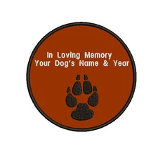 Custom Text Patch Embroidered Iron-On Applique 4" Loyal RIP Dog Family Pet Paw