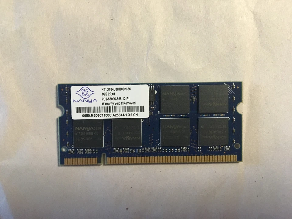  NANYA 1GB DDR2 PC2-5300s 555-12 2Rx8 SO-DIMM LAPTOP MEMORY RAM - Image 2 of 2