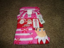 ELF ON THE SHELF girl's sz 4 NWT 2-piece white/pink/red polyester LS pajamas 35