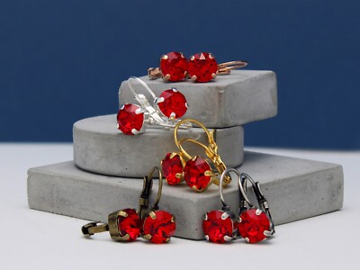 Wählen Sie Ihre Oberfläche leichte Siam Leverback Ohrringe aus Swarovski Elementen