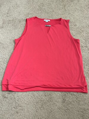 Liz Claiborne Womens Shirt Plus Size 2X Pink Keyhole Classic Dressy Comfort
