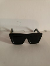 BARBIE DOLL VERY DARK BLACK SQUARED SUNGLASSES W/ GOLD SIDEARMS