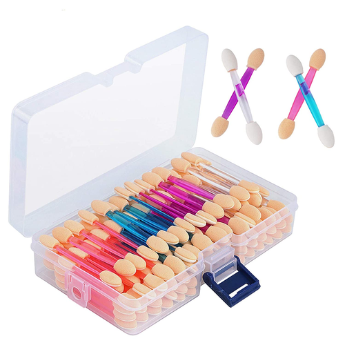 120PCS Disposable Dual Sides Eye Shadow Sponge Applicators with Container, 4 Col - Picture 11 of 12