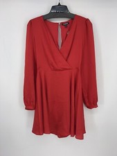 Express Women's Long Sleeve Surplice Fit And Flare Red Dress Size XS EUC