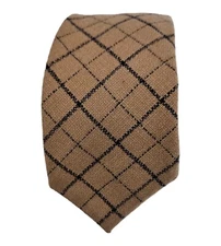 ALTEA Beige Plaids & Checks Cashmere Slim Tie ITALY 61"/ 2.8" EC