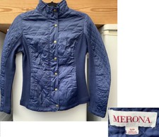 Merona Women's Navy Quilted Zip Button Up Puffy Fitted Jacket S/p