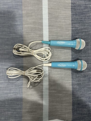 (2) Disney Princess Blue Frozen Karaoke Microphone With Cord Lot