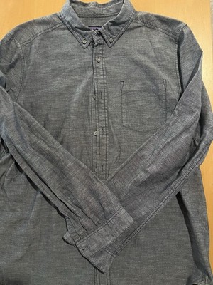Patagonia Organic Cotton Chambray Button-Up Shirt Gray Men's L STY53791