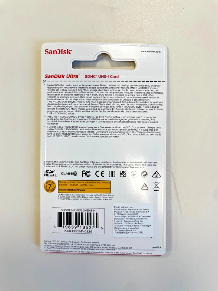 SanDisc Ultra 32GB SDHC Memory Card UHS-1 Class 10 High Speed New - Image 3 of 3