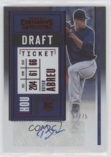 2020 Panini Contenders Rookie 2 Draft Ticket Red 57/75 Bryan Abreu Auto 04tw