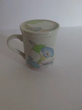 VTG THE TOSCANY COLLECTION JAPAN Coffee Mug Cup With Lid Pastel Morning Glory