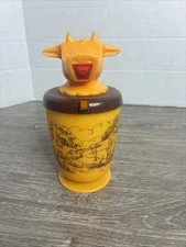 Vintage Moo Cow Creamer Sippy Cup Farm Scene Whirley Industries Warren PA