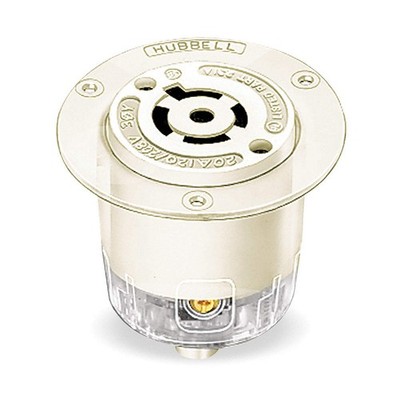 HUBBELL HBL2516 Flng Lck Recpt,20 A;Wht;Nyl,L21-20R,1Gng 5C996