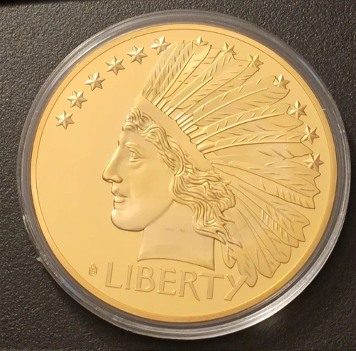 1907 Indian Head Double Eagle Gold Collectors Coin Layered in 24k Limited