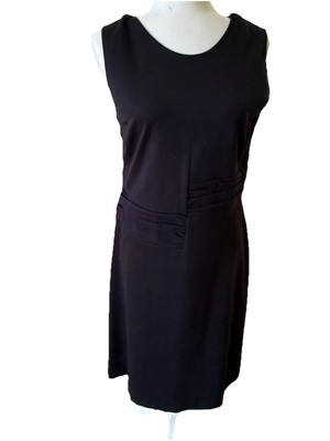 Black Jil Sander Asymmetrical Midsection Gathering Sleeveless Dress Sz 42 12 10