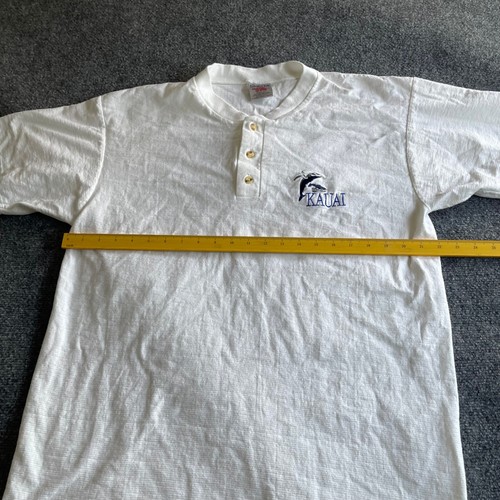 Vintage Oneita Super Heavyweight Kauai Whale Henley Shirt White Mens XL USA Made - Picture 5 of 6