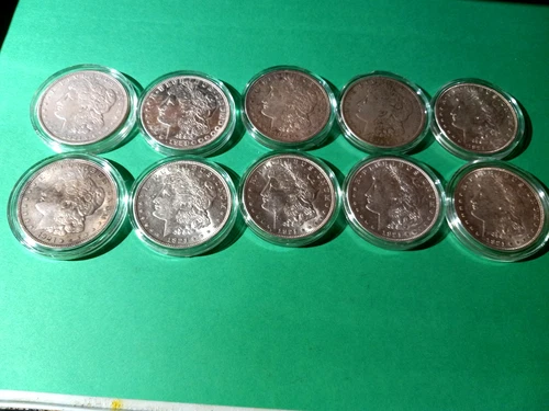 Lot Of 10 (Ten)  Morgan Silver Dollars In Very Good Condition 90% Silver