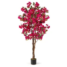 6 FT Artificial Bougainvillea Tree Tall Faux Pre-potted Tree with 910 Flowers