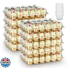 Gencywe (24 Pack x 10 Sets) Stackable Cupcake Carrier Holders with 240 Pack C