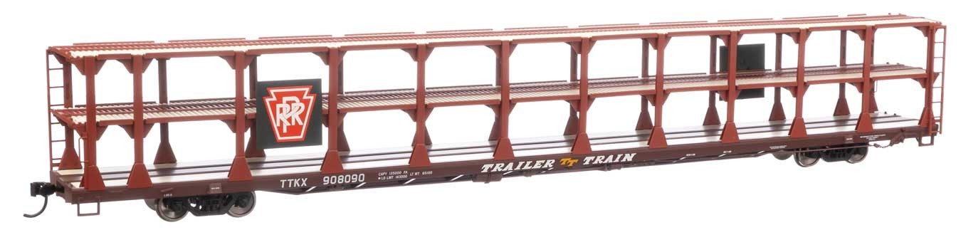 H0 Gauge - Walthers Freight Car 89' Flatcar Auto Rack Pennsylvania - 8214 New