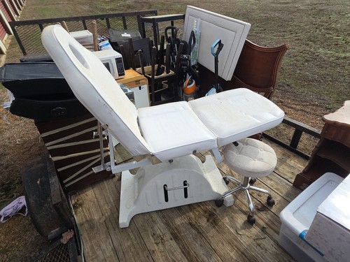 White Adjustable Examination Table with Backrest