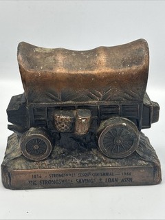 ^ Vintage 1966 Strongsville Ohio Sesquicentennial Covered Wagon Bank Souvenir