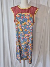 Anthropologie Uncle Frank Colorful Floral Satin Shift Dress Medium Mod Retro